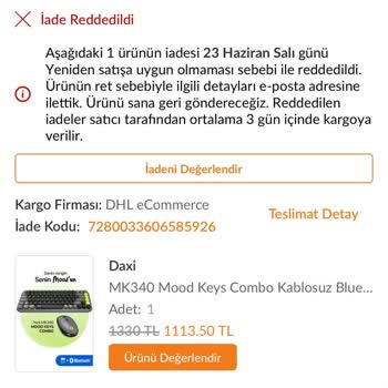 Trendyol’da Satıcı Beyanına Dayalı Haksız Iade Reddi