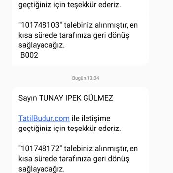 Tatilbudur'dan 9600 TL İade Talebim Cevapsız