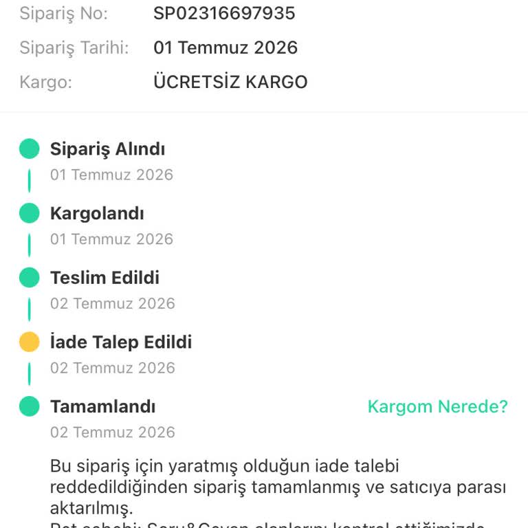 İade Talebimin Haksızca Reddedilmesi Ve Satıcı Koruması Nedeniyle Yaşadığım Mağduriyet