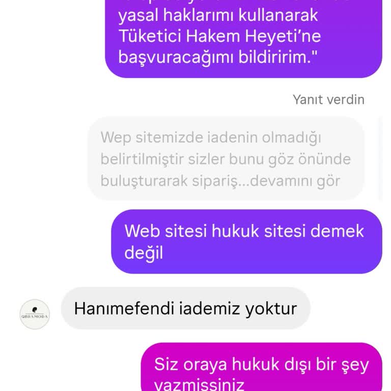 İptal Talebime İade Yok Duyan Firma Ücretimi Geri Vermedi Ve Ürünü Zorla Kargoya Verdi