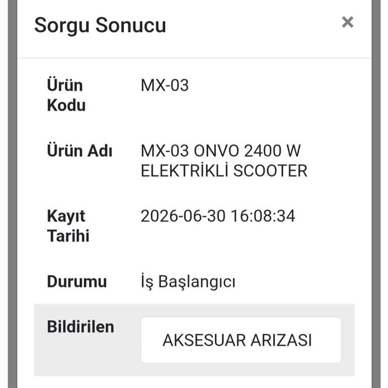 Onvo MX03 Scooter’da Tekrarlanan Arızalar Ve Uzayan Servis Süreci