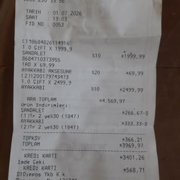 Değişim İşleminde Hediye Çeki Nedeniyle Tahsil Edilen 568,71 TL Fark