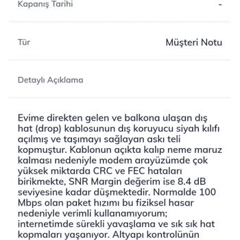 Dış Kablo Hasarı Nedeniyle Sürekli İnternet Kesintileri