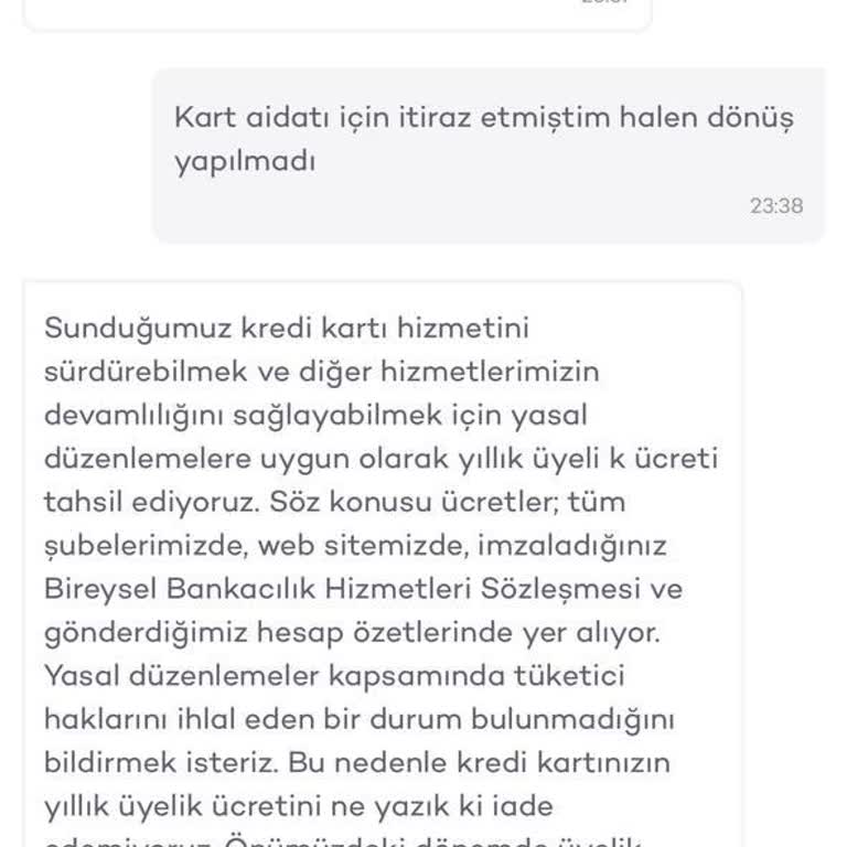 Akbank Kartı İçin Yıllık 1.189 TL Aidat Hakkında Haksız Ücret İadesi Talebi