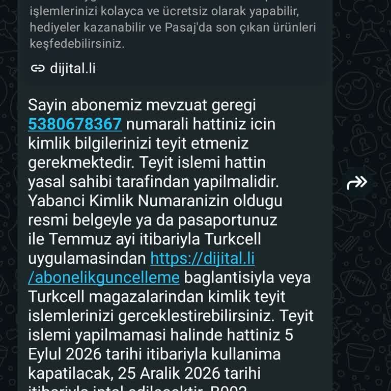 Şubede Ücretsiz Olması Gereken Yabancı Hat Güncellemesi Ücret Talebi