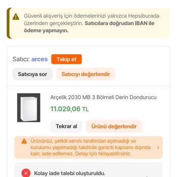 Teslim Edilmemiş Derin Dondurucu İçin İade Reddi Ve Çözüm Bulunamayan Müşteri Hizmetleri Sorunu