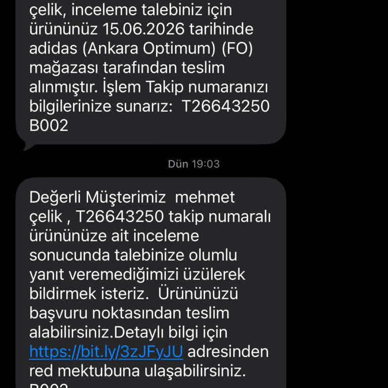 Adidas Ayakkabısında Ağrılı Baskı Ve İade Reddi