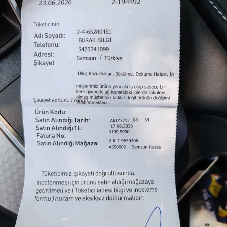 Ayıplı Pantolon İçin Değişim Ve İade Talebi