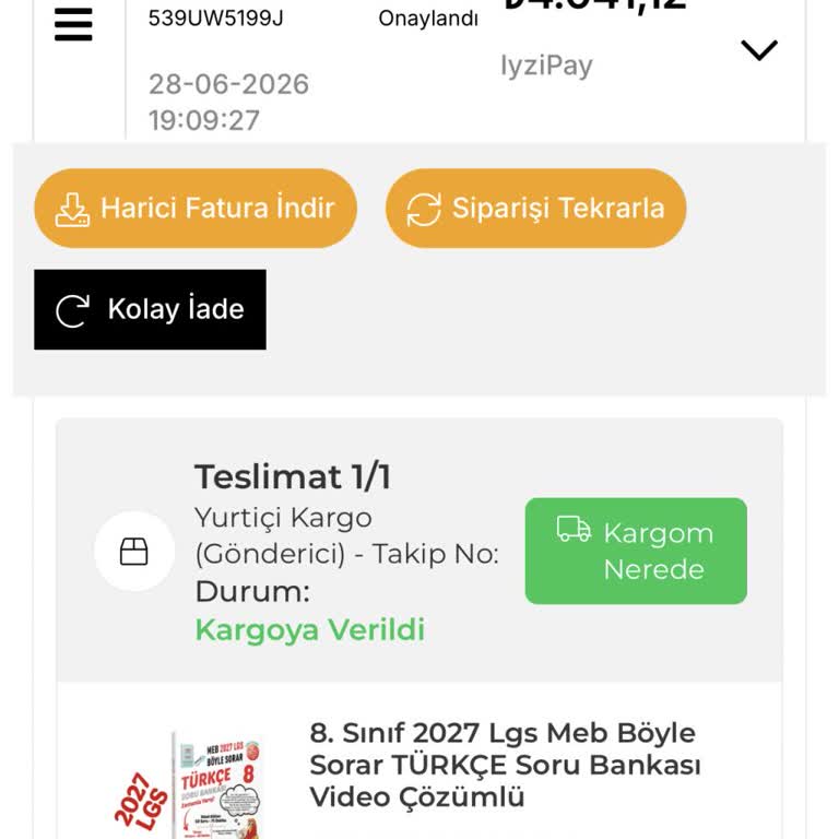 Sinan Kuzucu Yayınları Kargo Bilgisi Yanıltıcı, Ürün Gönderilmedi Ve İade Talebi