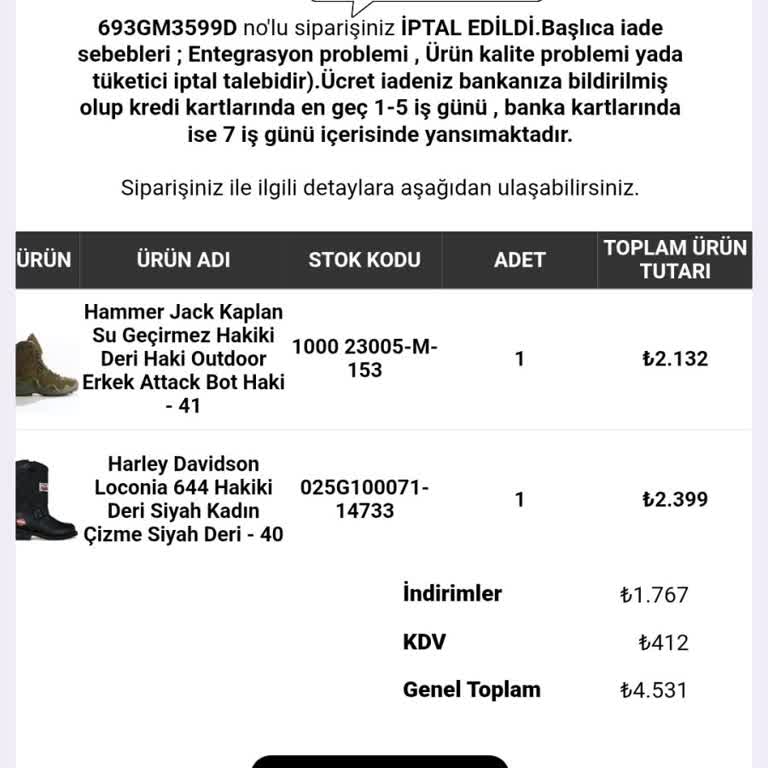 İptal Edilen Siparişin İadesi 5 Gün İçinde Gelmedi Çözüm Bekliyor