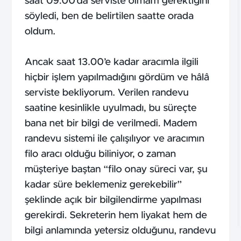 Randevu Saatine Uymayan Ve Bilgilendirmesiz Renault Servisi