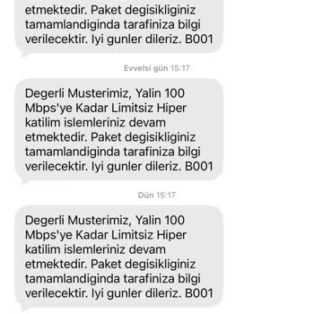 Yalın 100 Mbps Paket Değişikliği 20 Gün Boyunca Tamamlanmadı