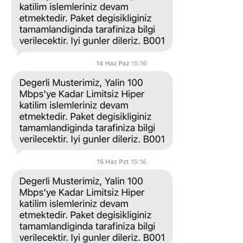 Yalın 100 Mbps Paket Değişikliği 20 Gün Boyunca Tamamlanmadı