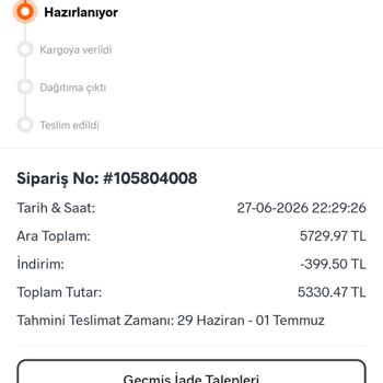 Sipariş Hazırlık Aşamasında Takılı Kaldı Ve Bilgi Verilmedi