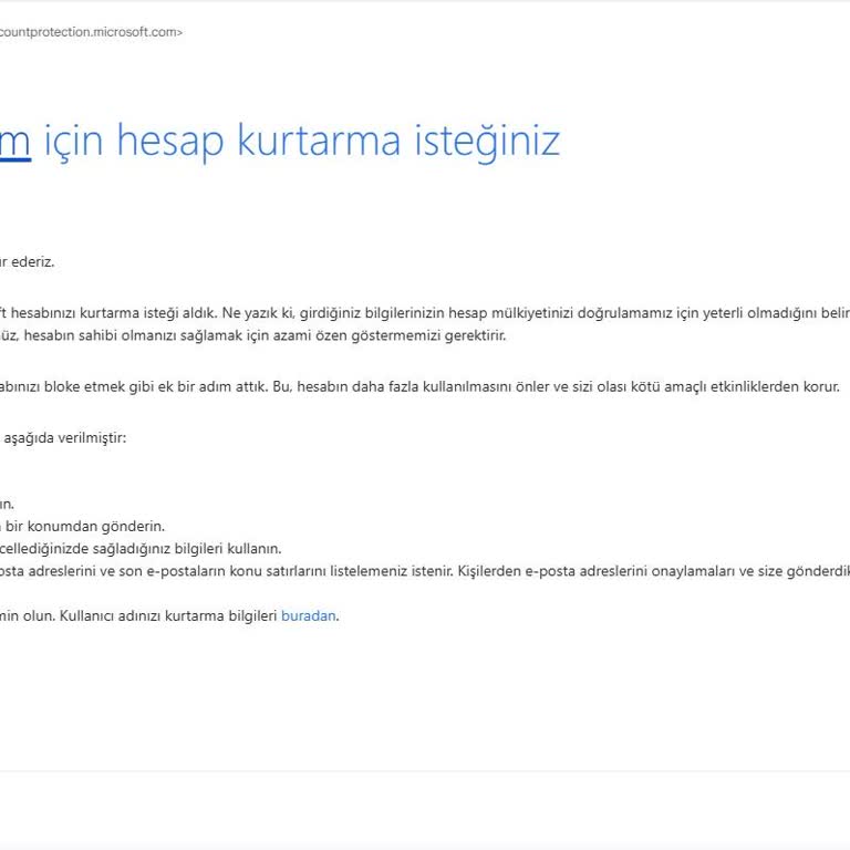 Microsoft Hesabım Bloklandı, Kurtarma Yöntemi Sunulmuyor