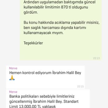 Kredi Kartı Limitimin Açıklamasız 200 Bin TL’den 13 Bin TL’ye Düşürülmesi
