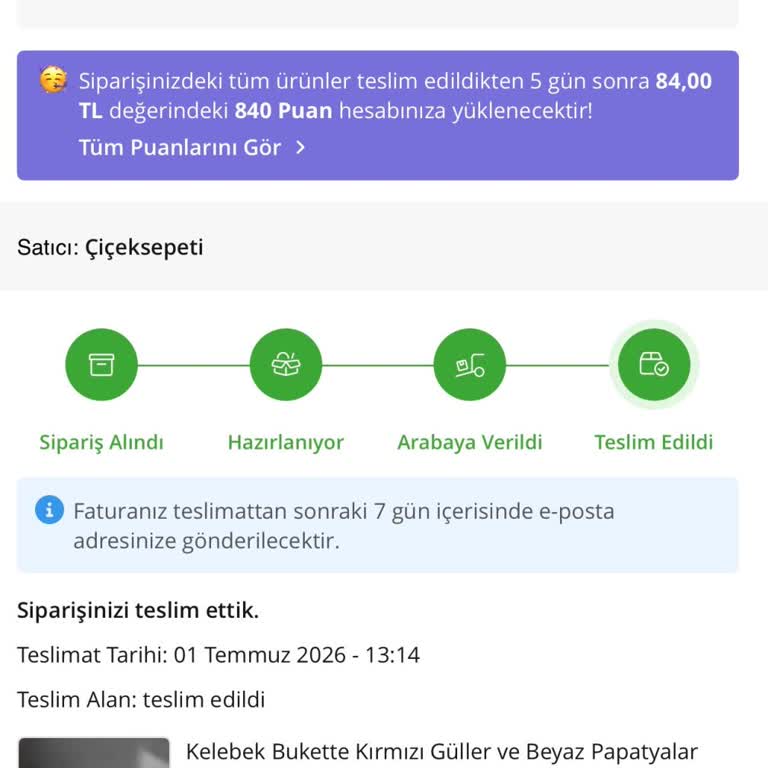 Çiçek Sepeti Teslim Edildiği Bilgisi Yanlış, Gerçek Teslimat Gerçekleşmedi