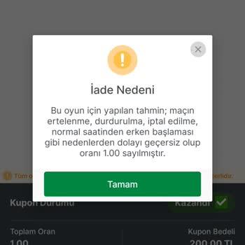 İddaa Kazanan Bahisim Açıklama Olmadan İade Edildi Ve Ödeme Talebi