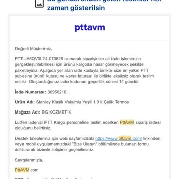 Stanley Termosunun Sıcak Tutma Garantisi Sağlanmadı Ve İade Süreci Cevapsız Kaldı