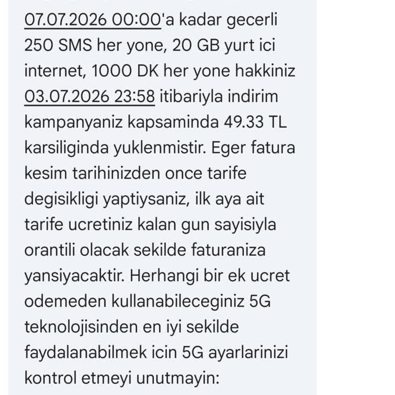 Yeni Tarifemin Eski Taahhüt Bitişinden Önce Aktif Edilmesi Ve Ücretlendirilmesi Hakkında Şikayet