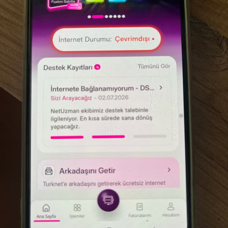 İlk Gün Çekti Sonra İnternet Çalışmıyor TurkNet'e Acil Çözüm Talebi