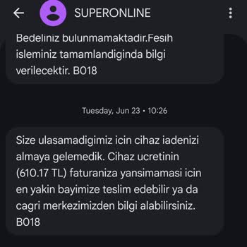 SMS'teki Yanıltıcı Bilgi Nedeniyle Cihaz Ücreti Haksız Yansıtıldı