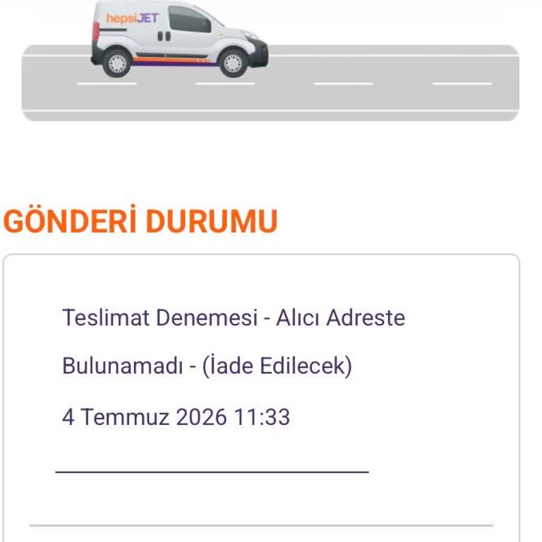 Hepsijet Zil Arızası Nedeniyle Kargonun Hatalı İade Edilmesi