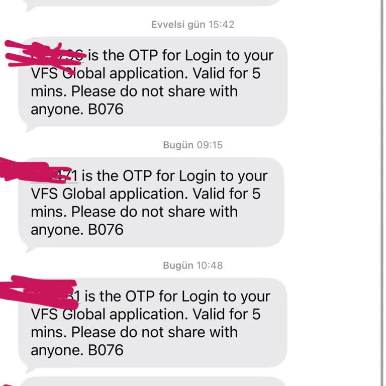 İzinsiz Gelen VFS Global SMS’leri Ve Numaramın Silinmesi Talebi