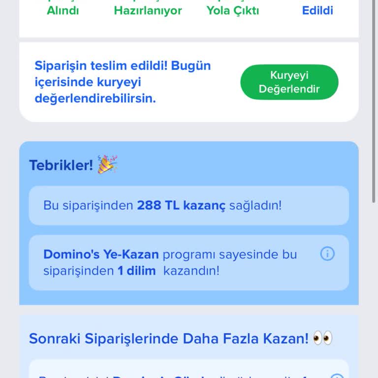 Teslim Edildi Görünen Ama Gelmeyen Domino's Pizza İzmir Yeşilyurt Şubesi Siparişi