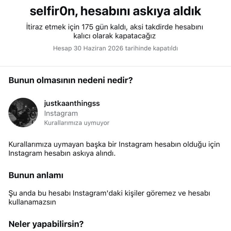 Açıklama Olmadan Kapatılan Instagram Ana Hesabımın Yeniden Açılması Talebi