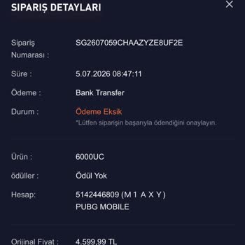 Midasbuy’da EFT Ödemesi Sonrası UC’lerin Hesaba Yüklenmemesi Ve İade Talebi