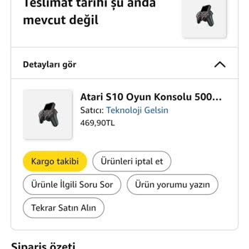 Amazon’da Atari S10 Kargosu Gecikti Ve İade Talebim Cevapsız