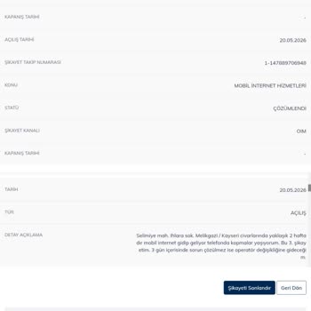 Türk Telekom Çekim Sorunu Nedeniyle Haksız Cayma Bedeli 2.551 TL İptali Talebi