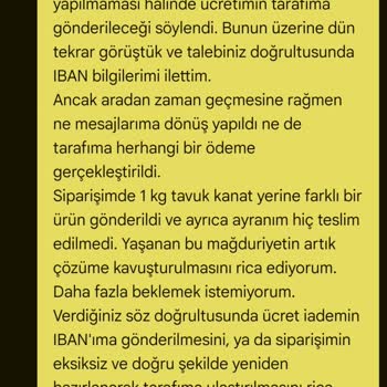 Trendyol Yemek Kervan Kebap Ve Pide Çeşitleri Yanlış Ve Kalitesiz Sipariş, İade Talebim Reddedildi