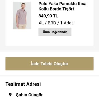 Altınyıldız'dan Eksik XL Bordo Tişört Teslimatı Ve İade Talebi