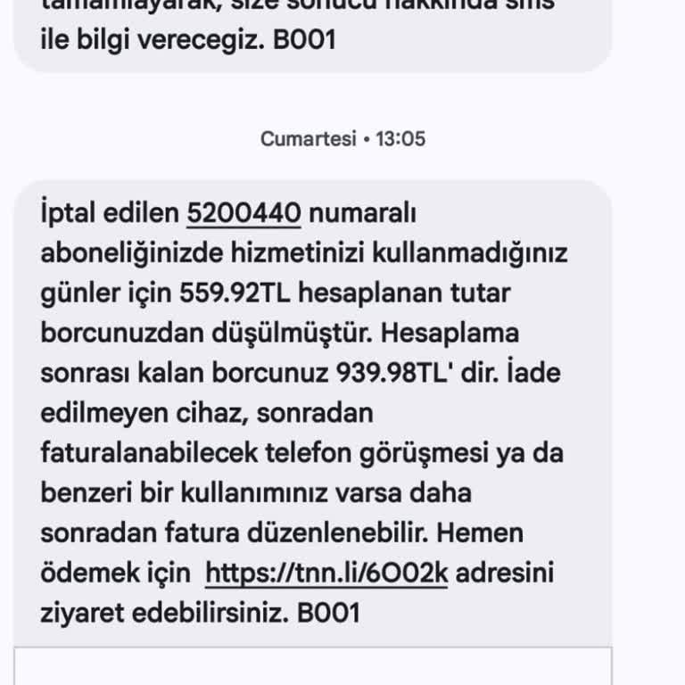İptal Edilen Aboneliğin Sonrası Kesilen 939,98 TL Fatura İçin Açıklama Ve Geri Dönüş Talebi