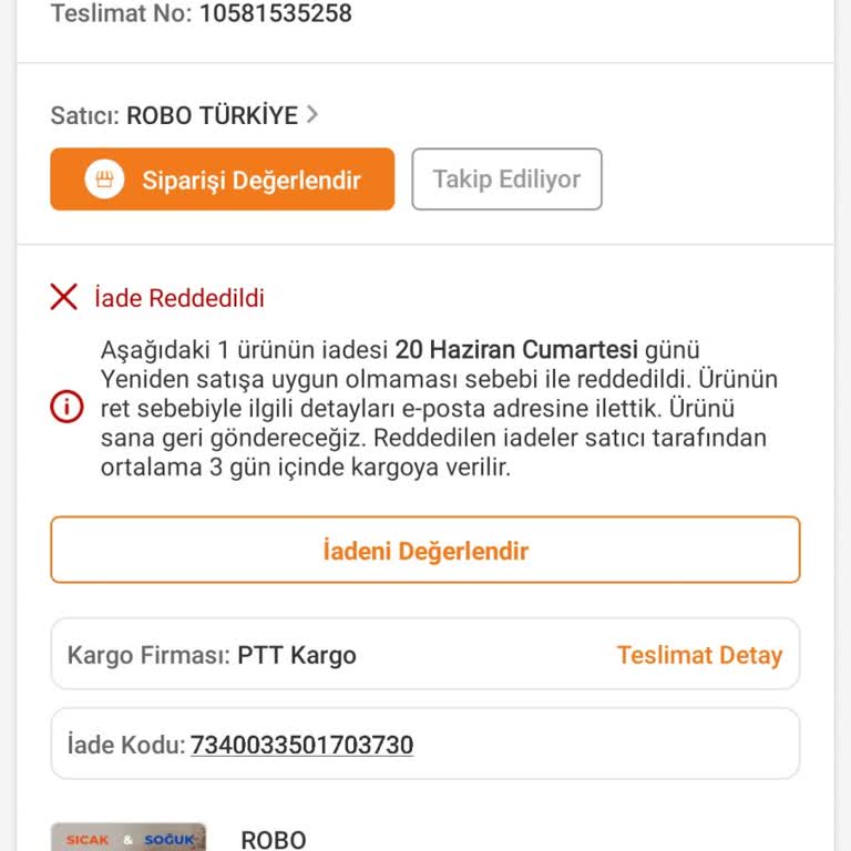 İade Reddi Ve Çalışmayan Soğutma Fonksiyonu