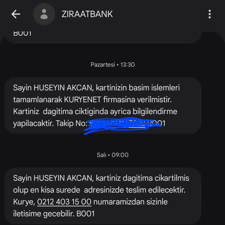 Ziraat Bankası Kredi Kartı Teslim Edilmedi, Bilgi Alamadım
