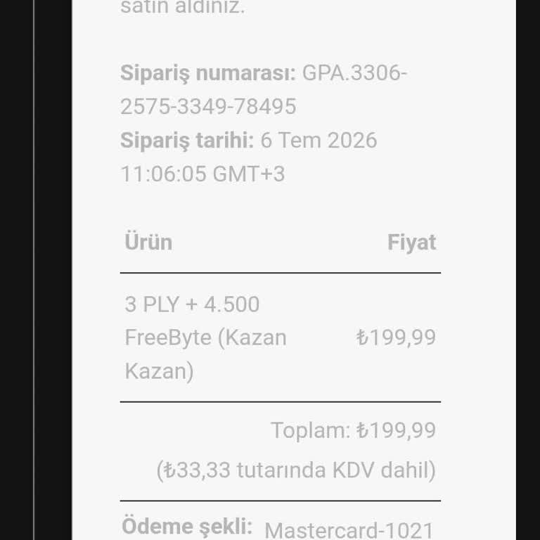 Kazan Kazan Uygulamasında Ücret Kesilirken Ürün Tanımlanmadı