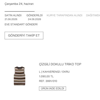 Zara’da Teslim Olmayan Ürünüm İçin 1.190 TL’lik İade Bekliyorum