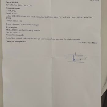 Korozyonlu Çay Makinesi Ve Uzayan İade Süreci