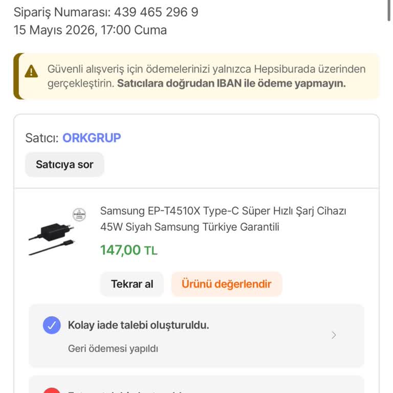 Fatura Kesilmediği İçin Orijinal Şarj Adaptörü Gönderilmedi, Tekrar Talep Ediyorum