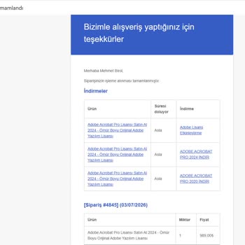 Lisanssız Uyarısı Ve Destek Yokluğu Nedeniyle 989 TL İade Talebi