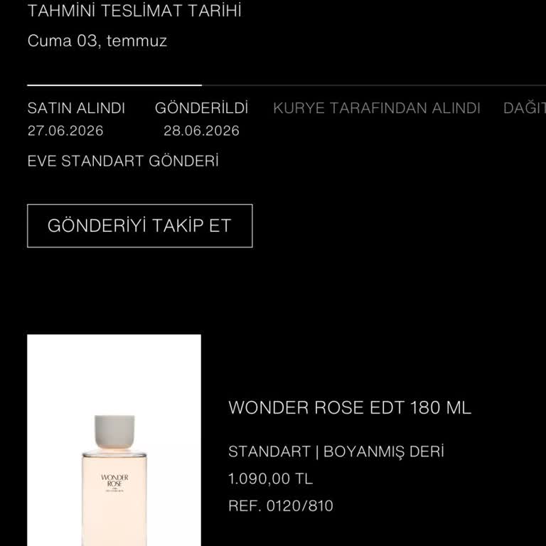 Zara Online Parfüm Siparişimin Teslim Edilmemesi Ve Takip Bilgisi Yokluğu