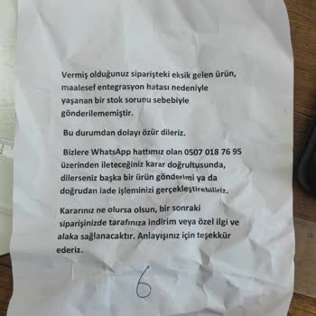 Siparişimde Eksik Ürün Ve İade Gecikmesi