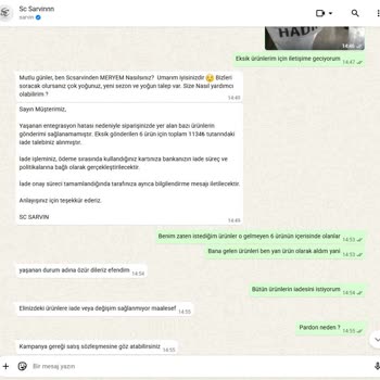 Siparişimde Eksik Ürün Ve İade Gecikmesi