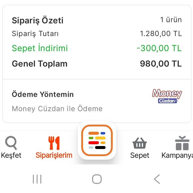 Migros Yemek'te Siparişim Teslim Edildi Göstergesi Yanıltıcı, 980 TL İade Bekliyor