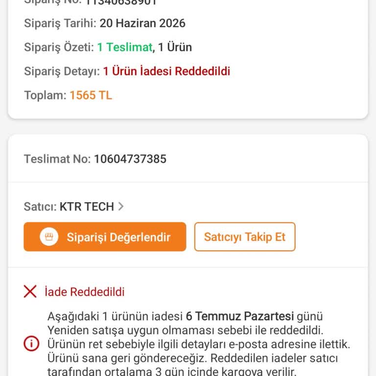 Kullanılamaz Projeksiyon Cihazı İçin İade Talebim Haksızca Reddedildi