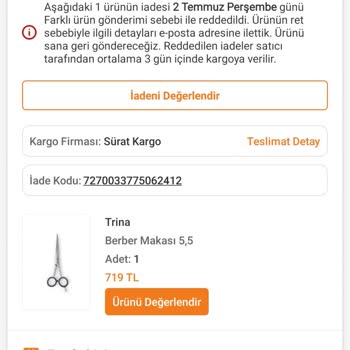 Yanlış Ürün Gönderildiği İçin Satıcı İadeyi Reddetti Ve Sorun Çözülmedi