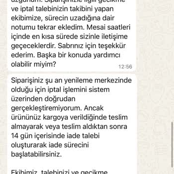 Kargo Gecikmesi Ve Yanıtsızlık Nedeniyle Sipariş İptali Ve İade Talebi